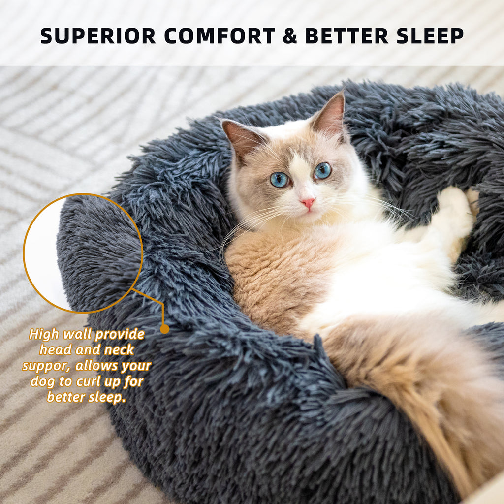 Cozy Calming Donut Bed for Happy Cats and Small Dogs