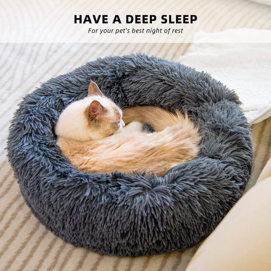 Cozy Calming Donut Bed for Happy Cats and Small Dogs