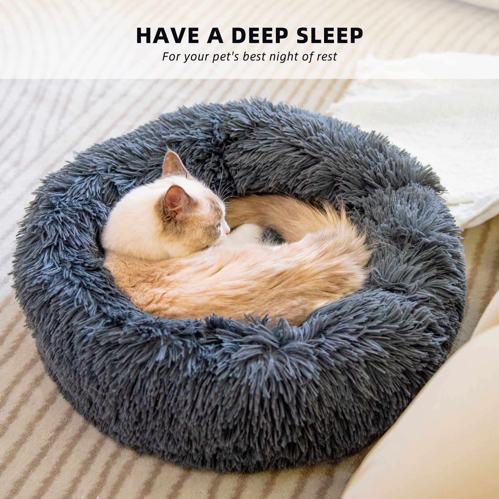 Cozy Calming Donut Bed for Happy Cats and Small Dogs